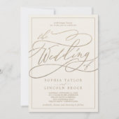 Romantic Gold Calligraphy | Ivory Lijst Weddenscha Kaart (Voorkant)