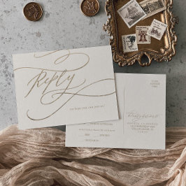 Romantic Gold Calligraphy | Ivory Menu Choice RSVP