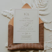Romantic Gold Calligraphy | Ivory Monogram Weddens Kaart