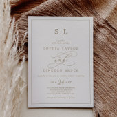 Romantic Gold Calligraphy | Ivory Monogram Weddens Kaart
