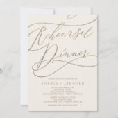 Romantic Gold Calligraphy | Ivory Rehearsal Dinner Kaart (Voorkant)