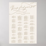 Romantic Gold Calligraphy | Ivory Seating Chart Poster<br><div class="desc">Dit romantische goudkalligrafie ivooralalfabetische poster is perfect voor een eenvoudige bruiloft. Op het bord staat: "Zoek alsjeblieft je stoel". Dit teken kan worden gebruikt om uw gasten alfabetisch of door lijstaantal te organiseren. Het moderne klassieke ontwerp is voorzien van fancy draden en grillen met prachtige elegante handgeschreven faux champagne Gold...</div>