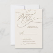 Romantic Gold Calligraphy | Ivory Simple RSVP-kaar RSVP Kaartje (Voorkant)