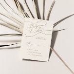 Romantic Gold Calligraphy | Ivory Simple RSVP-kaar RSVP Kaartje<br><div class="desc">Deze romantische goudkalligrafie ivoor eenvoudige RSVP-kaart is perfect voor een eenvoudige bruiloft. Het moderne klassieke ontwerp is voorzien van fancy zwellingen en grillen met een prachtige elegante handgeschreven faux champagne Gold faux typografie. Opmerking: dit ontwerp is niet voorzien van echte gouden folie. Het is een afbeelding van hoge kwaliteit die...</div>