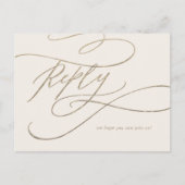 Romantic Gold Calligraphy Ivory Song Request RSVP Uitnodiging Briefkaart (Voorkant)