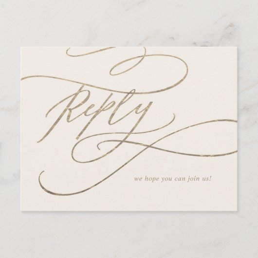 Romantic Gold Calligraphy Ivory Song Request RSVP Uitnodiging Briefkaart (Voorkant)