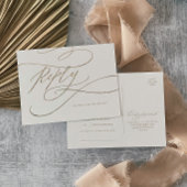 Romantic Gold Calligraphy Ivory Song Request RSVP Uitnodiging Briefkaart