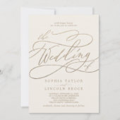 Romantic Gold Calligraphy | Ivory the Wedding of Kaart (Voorkant)
