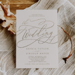 Romantic Gold Calligraphy | Ivory the Wedding of Kaart<br><div class="desc">Deze romantische goudkalligrafie-ivoorbruiloft is perfect voor een eenvoudige bruiloft. Het moderne klassieke ontwerp is voorzien van fancy draden en grillen met prachtige elegante handgeschreven faux champagne Gold folie-typografie. Opmerking: dit ontwerp is niet voorzien van echte gouden folie. Het is een afbeelding van hoge kwaliteit die gemaakt is om op gouden...</div>