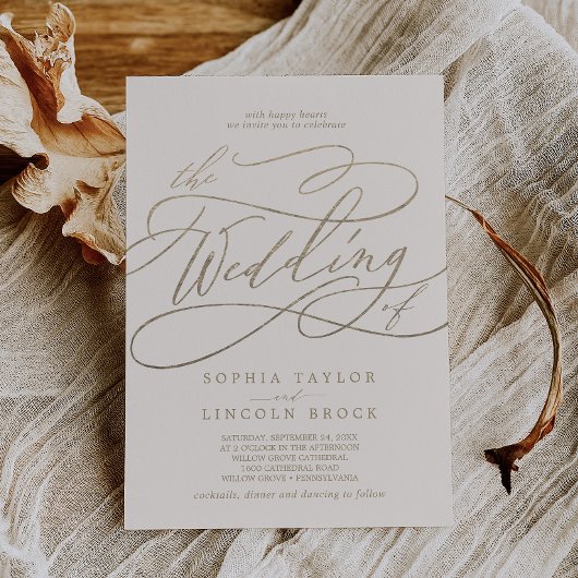 Romantic Gold Calligraphy | Ivory the Wedding of Kaart