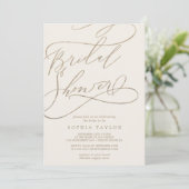 Romantic Gold Calligraphy | Ivory Vrijgezellenfees Kaart (Staand voorkant)