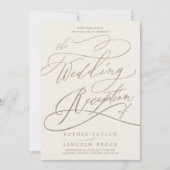 Romantic Gold Calligraphy Ivory Wedding Reception Kaart (Voorkant)