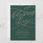 Romantic Gold Calligraphy | Kerst met groene | Kaart<br><div class="desc">Deze romantische goudkalligrafie met een groene kerstfeestdag is perfect voor een eenvoudige feestelijke gebeurtenis. Het moderne klassieke ontwerp is voorzien van fancy draden en grillen met prachtige elegante handgeschreven faux champagne Gold folie-typografie.</div>