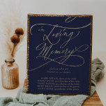 Romantic Gold Calligraphy | marine in liefdevol ge Poster<br><div class="desc">Deze romantische goudkalligrafie-marine in liefdevol geheugenbord is perfect voor een eenvoudige bruiloft. Het moderne klassieke ontwerp is voorzien van fancy draden en grillen met prachtige elegante handgeschreven faux champagne Gold folie-typografie op een donkerblauwe achtergrond. Opmerking: dit ontwerp is niet voorzien van echte gouden folie. Het is een afbeelding van hoge...</div>