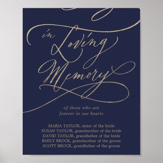 Romantic Gold Calligraphy | marine in liefdevol ge Poster (Voorkant)