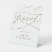 Romantic Gold Calligraphy Memorial Reserved Reclamebord Met Voetstuk (Voorkant)