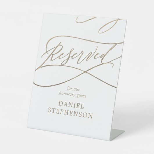 Romantic Gold Calligraphy Memorial Reserved Reclamebord Met Voetstuk (Voorkant)