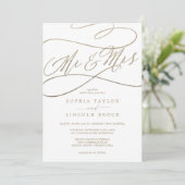 Romantic Gold Calligraphy Mr & Mrs Wedding Kaart (Staand voorkant)