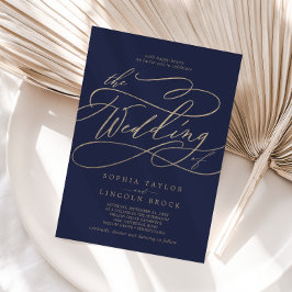 Romantic Gold Calligraphy | Navy the Wedding of Kaart
