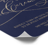 Romantic Gold Calligraphy Navy Unplugged Ceremony Poster (Hoek)