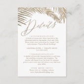 Romantic Gold Calligraphy Palm Leaves Details Informatiekaartje (Voorkant)
