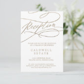 Romantic Gold Calligraphy Reception Insert Kaart (Staand voorkant)