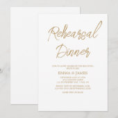 Romantic Gold Calligraphy Rehearsal Dinner Kaart (Voorkant / Achterkant)
