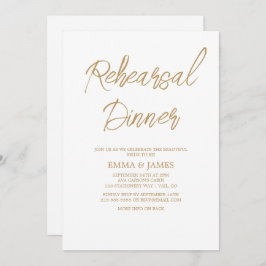 Romantic Gold Calligraphy Rehearsal Dinner Kaart