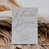 Romantic Gold Calligraphy Rehearsal Dinner Kaart