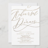 Romantic Gold Calligraphy Rehearsal Dinner met Men Kaart (Voorkant)