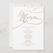 Romantic Gold Calligraphy Rehearsal Dinner met Men Kaart (Achterkant)