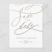 Romantic Gold Calligraphy Save the Date Briefkaart (Voorkant)