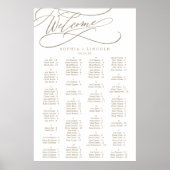 Romantic Gold Calligraphy Seating Chart Poster (Voorkant)