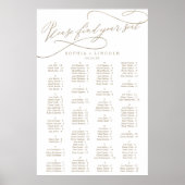 Romantic Gold Calligraphy Seating Chart Poster (Voorkant)