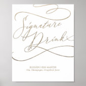 Romantic Gold Calligraphy Signature Drink Sign Poster (Voorkant)