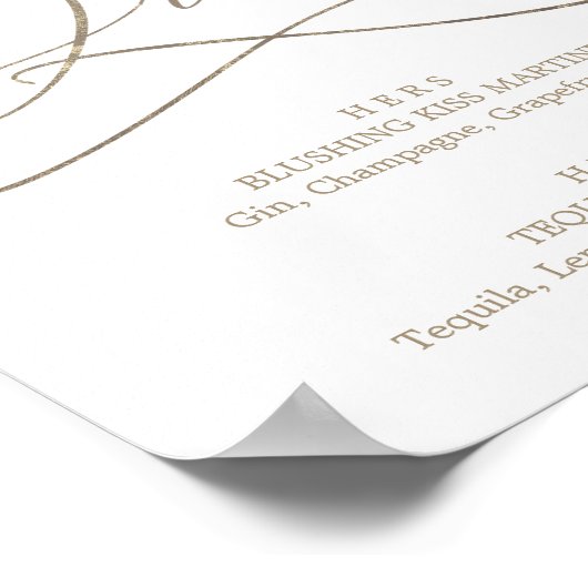 Romantic Gold Calligraphy Signature Drink Sign Poster (Hoek)