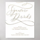 Romantic Gold Calligraphy Signature Drink Sign Poster (Voorkant)