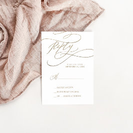 Romantic Gold Calligraphy Simple RSVP-kaart RSVP Kaartje