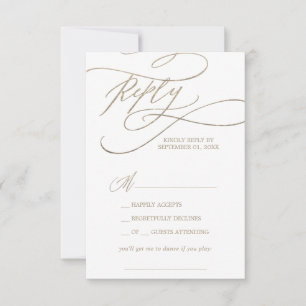 Romantic Gold Calligraphy Song Request RSVP Card Kaartje