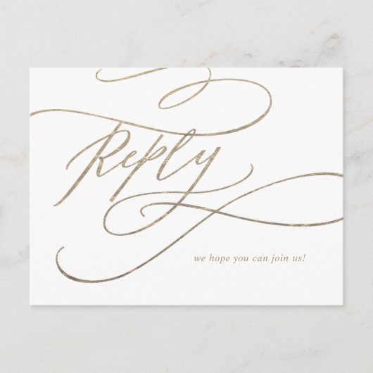 Romantic Gold Calligraphy Song Request RSVP Uitnodiging Briefkaart (Voorkant)