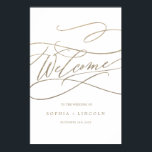 Romantic Gold Calligraphy Vertical Welcome Wedding Poster<br><div class="desc">Dit romantische goudkalligrafie verticale welkomstbruiloft is perfect voor een eenvoudige bruiloft. Het moderne klassieke ontwerp is voorzien van fancy draden en grillen met prachtige elegante handgeschreven faux champagne Gold folie-typografie. Pas het poster met de naam van de bruid en de bruidegom aan, en de datum van de bruiloft. Opmerking: dit...</div>