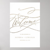 Romantic Gold Calligraphy Vertical Welcome Wedding Poster (Voorkant)