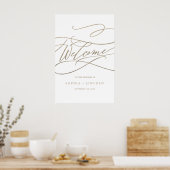 Romantic Gold Calligraphy Vertical Welcome Wedding Poster (Keuken)