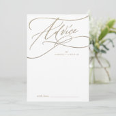 Romantic Gold Calligraphy | Vlaams huwelijk Advieskaart (Staand voorkant)