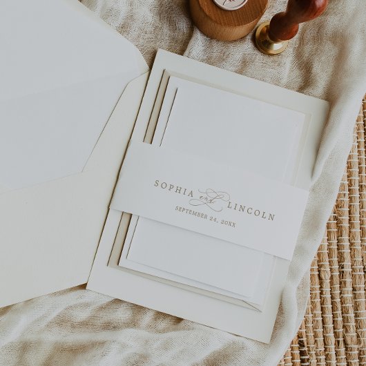 Romantic Gold Calligraphy | Vlaams huwelijk Uitnodigingen Wikkel