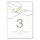 Romantic Gold Calligraphy | Vlaams tabelnummer Kaart (Voorkant)