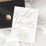 Romantic Gold Calligraphy | Vlaams Vrijgezellenfee Kaart<br><div class="desc">Deze romantische goudkalligrafie bloeit brudal doucheuitnodiging is perfect voor een eenvoudige trouwdouche. Het moderne klassieke ontwerp is voorzien van fancy draden en grillen met prachtige elegante handgeschreven faux champagne Gold folie-typografie. Opmerking: dit ontwerp is niet voorzien van echte gouden folie. Het is een afbeelding van hoge kwaliteit die gemaakt is...</div>