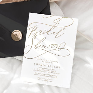 Romantic Gold Calligraphy   Vlaams Vrijgezellenfee Kaart