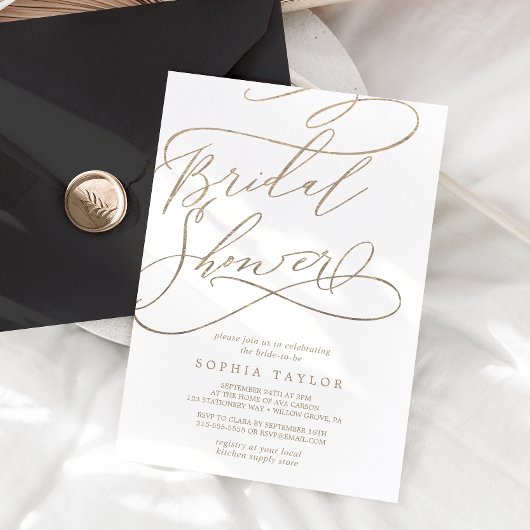 Romantic Gold Calligraphy | Vlaams Vrijgezellenfee Kaart