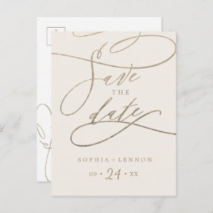 Romantic Gold Calligraphy   Voorbeeld Opslaan datu Uitnodiging Briefkaart
